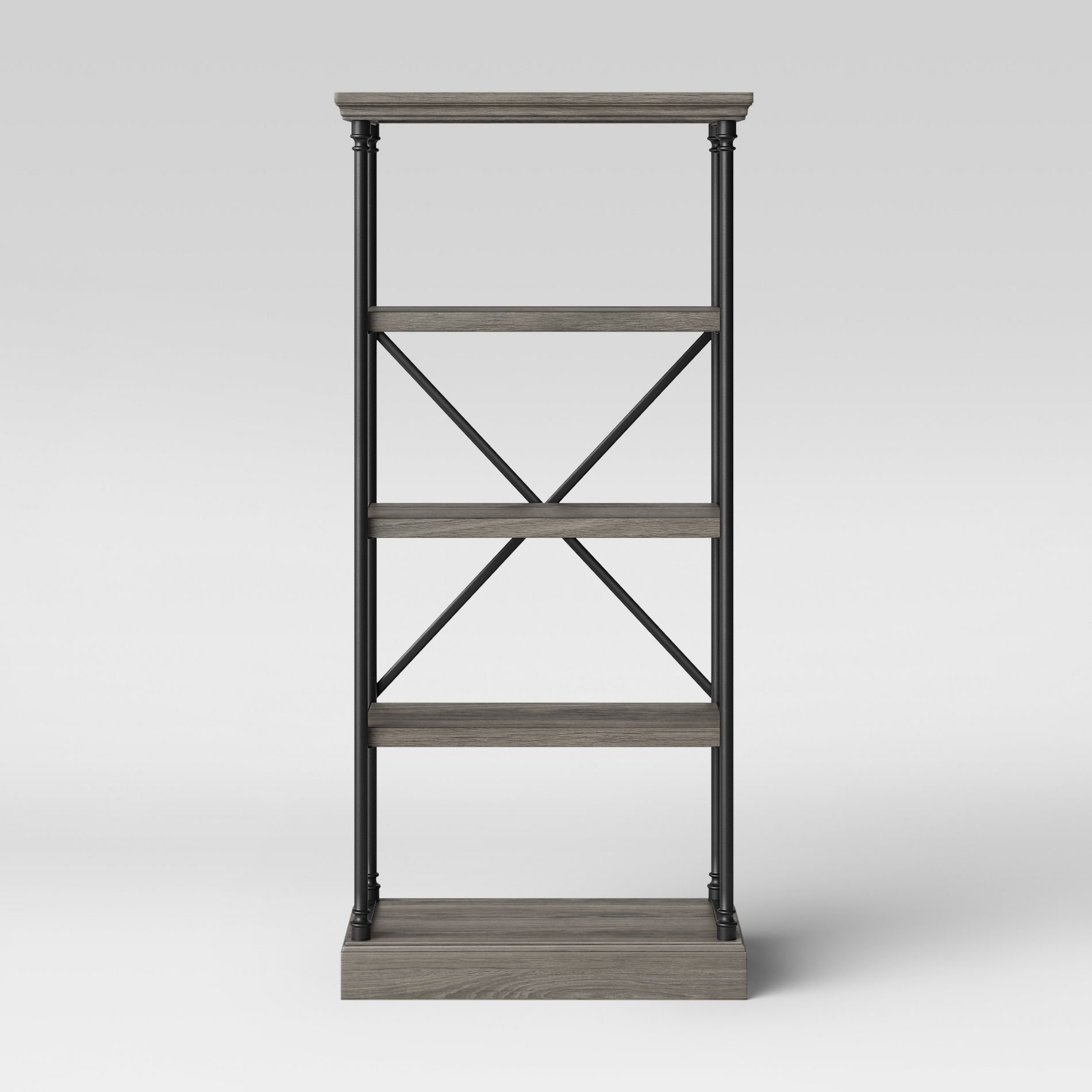65" Conway Cast Iron Bookshelf Gray - Threshold™: Industrial 4-Tier Metal Frame, Open Design, MDF Shelves