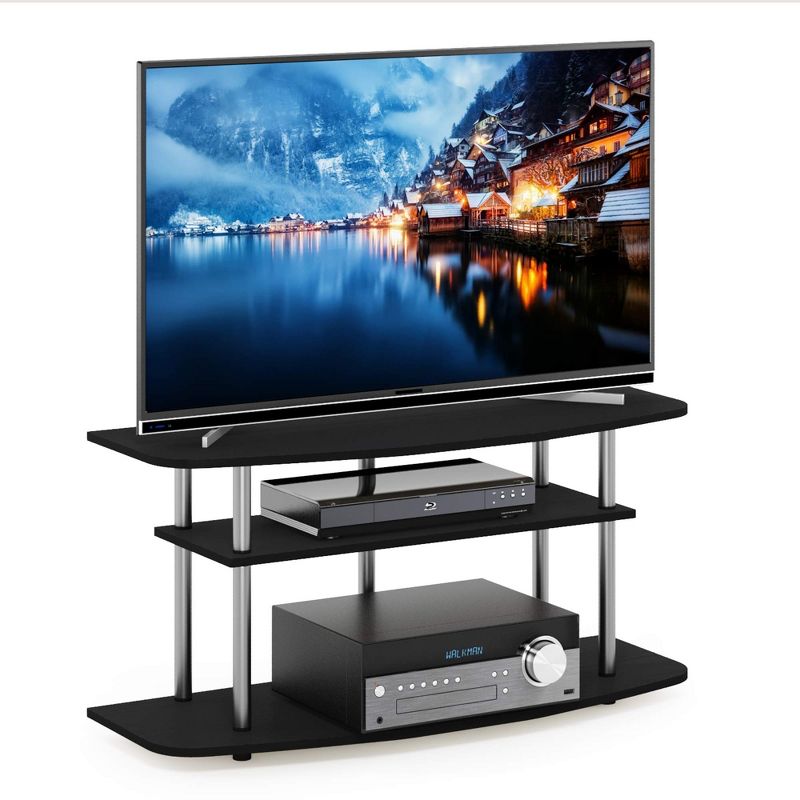 Furinno Frans Turn-N-Tube 3-Tier TV Stand for TV up to 46, Black Oak, 1 of 5