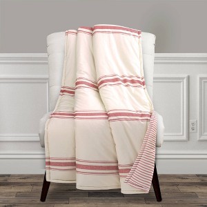 Lush Décor 50"x60" Farmhouse Stripe Throw Blanket Red - 1 of 4
