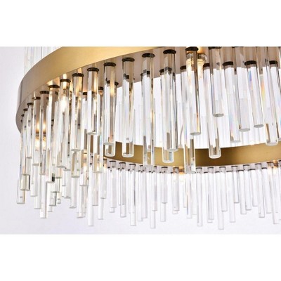 Dallas 18-Light Gold Chandelier with Clear Crystal Rods