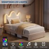LED Bed Frame with Storage Drawers, Cute Flower Headboard with Soft Teddy Fleece Fabric Bed Frame for Kids Girls - 3 of 4