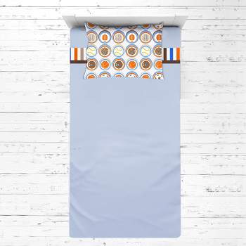 Bacati - Mod Sports Blue Orange Beige Chocolate 3 pc Toddler Sheet Set