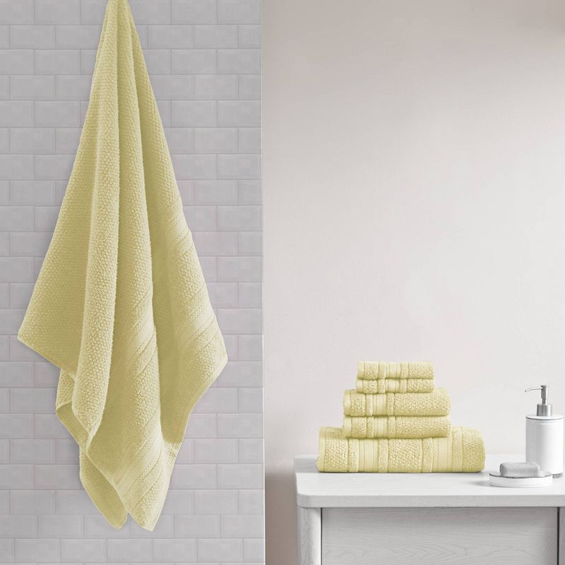 6pc Roman Super Soft Cotton Quick Dry Bath Towel Set Yellow - Madison Park, 3 of 7