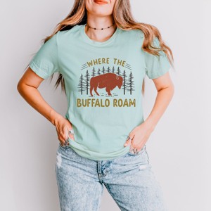 Simply Sage Market Where the Buffalo Roam Short Sleeve Tee - L - Seafoam - 1 of 4