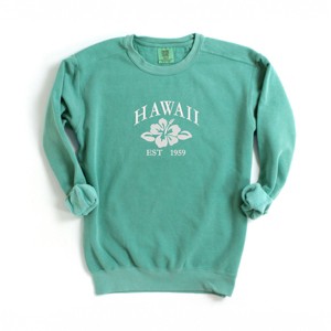 Simply Sage Market Embroidered Hawaii Flower Garment Dyed Sweatshirt - 1 of 4