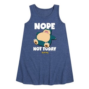 - Pokémon - Nope Not Today Snorlax Graphic Sleeveless Aline Dress - 1 of 4