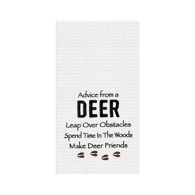 C&F Home Advice From A Deer Embroidered Waffle Weave Kitchen Towel