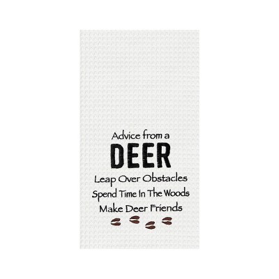 C&F Home Advice From A Deer Embroidered Waffle Weave Kitchen Towel