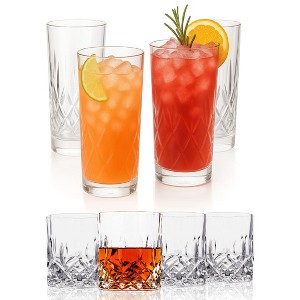 LEMONSODA Crystal Cut Lowball & Highball Glass Set - 8 Piece Elegant Glassware - 1 of 4