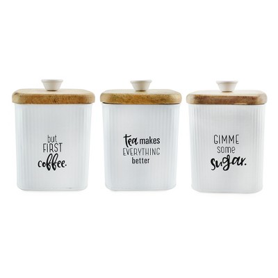 Auldhome Design Farmhouse White Enamelware Canisters, 3pc Set; Rustic ...