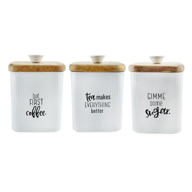 AuldHome Design Farmhouse Canisters, 3pc Set; Rustic Storage Containers for Coffee, Tea and Sugar, 1 of 9