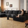 MAYEERTY 135" Large Modular Sofa Black - 135" 6-Seat, Corduroy, Sofa Bed, No Assembly, for Apartment/Living Room - 3 of 4