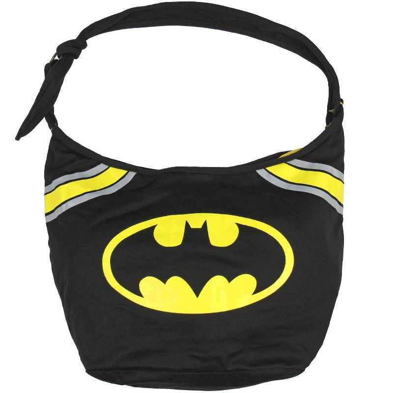 DC Comics Classic Batman Logo Junior's Hobo Bag Shoulder Purse Black, 1 of 4