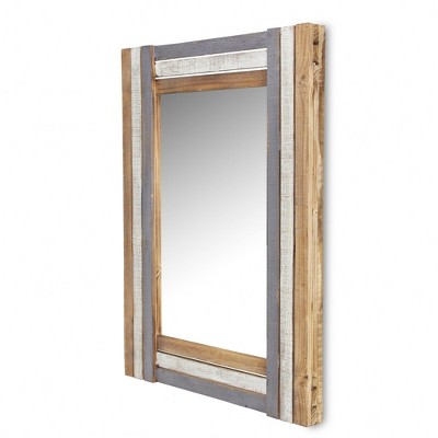 HomeRoots 32" Gray Natural and White Wood Framed Accent Mirror