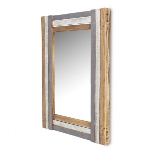 HomeRoots 32" Gray Natural and White Wood Framed Accent Mirror - 1 of 4