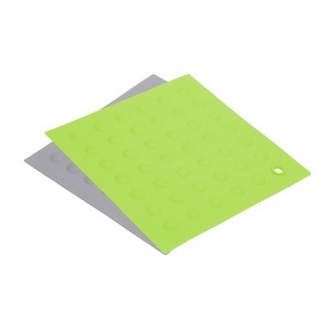 Unique Bargains Silicone Heat Resistant Non-Slip Durable Trivet Light Gray, Green 2 Pcs - 1 of 3