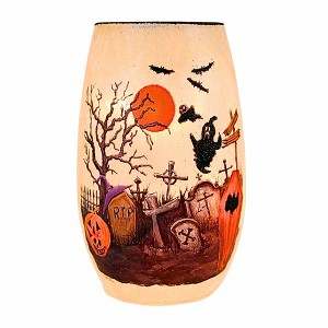 Stony Creek 5.0 Inch Spooky Season Pre-Lit Small Vase Halloween Lighted Glass Accent , Halloween Decor Spooky Season Lighted Halloween (1PC) - 1 of 4