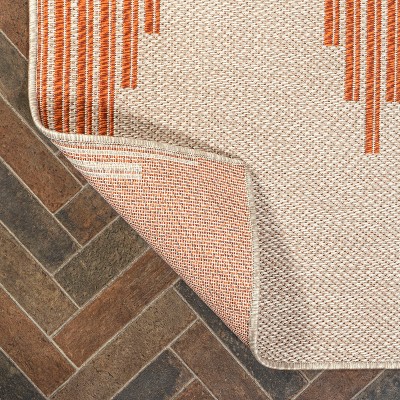 Moroccan Diamond Stripe 5' x 8' Beige/Orange Synthetic Area Rug
