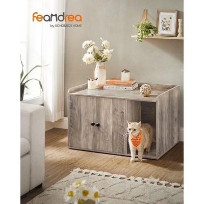 Greige Particleboard Modern Cat House Litter Box Enclosure