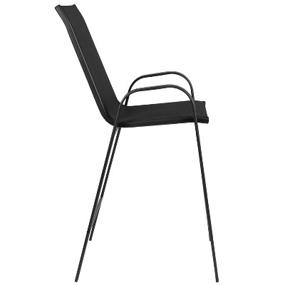 Brazos Black Outdoor Barstool Pair with Flex Comfort and Metal Frame