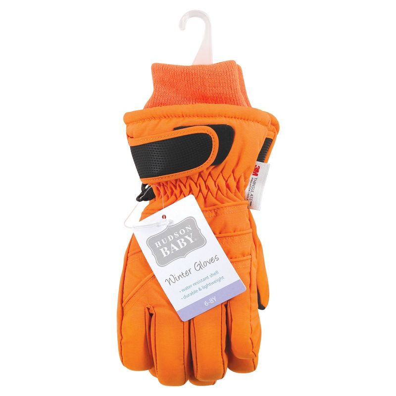 Hudson Baby Unisex Snow Gloves, Orange, 2 of 4