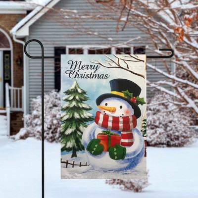 Merry Christmas Snowman Outdoor Garden Flag 12.5" x 18"