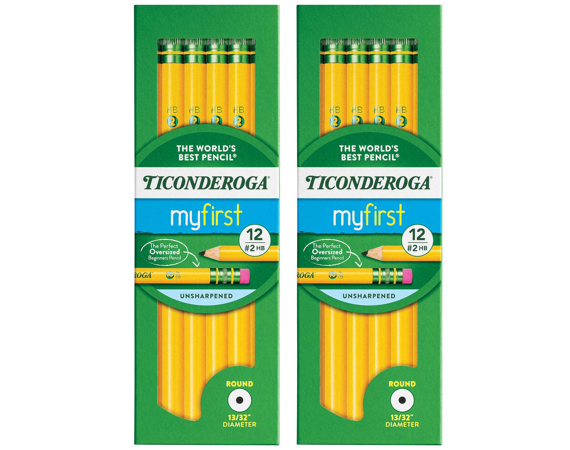 Ticonderoga® Beginners® Pencils with Eraser, 12 Per Pack, 2 Packs