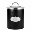 Amici Pet Cavalier Canister, Set of 2 - Black & Silver Toned Hammered Metal Food Storage with Handles - Airtight Lid Containers - (38 Oz & 104 Oz) - 3 of 4
