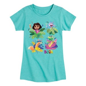 Girls' - Dora the Explorer - Swiper, Isa, And Boots Fitted Short Sleeve Graphic T-Shirt - 1 of 4