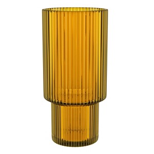 American Atelier Vintage Art Deco 11 oz. Fluted Drinking Glasses Set of 4, Unique Cups for Weddings, Cocktails or Bar, Ribbed Glass Cup, Amber - 1 of 4
