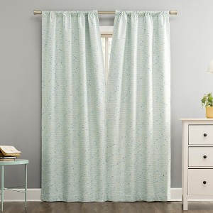 40"x63" Sun Zero Sylo Contrast Slub Magnetic Closure 100% Blackout Rod Pocket Curtain Panel Mint - 1 of 4