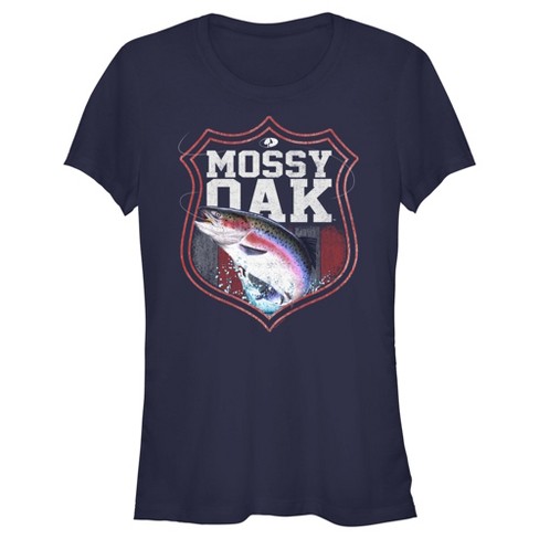 Junior's Mossy Oak Jumping Fish Badge T-shirt - Navy Blue - Medium : Target