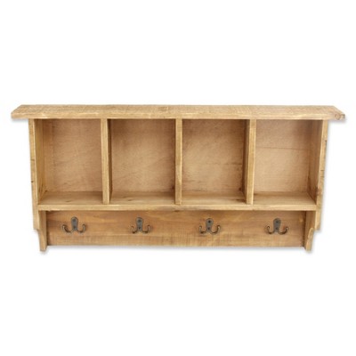 Cheung's Rainie 4 Hook & Cubby Wood Wall Organizer