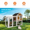 Gulches Deluxe Wooden Rabbit Hutch with Two Asphalt Roofs and Glass Windows - 2 of 4