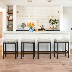 Saddle Bar Stools Set of 2 with Modern Metal Legs, for Home Kitchen - 1 of 4