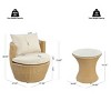 3-Piece Patio Set Table And Chairs,  Modern Patio Chairs With Seat And Back Cushions, Wicker Chairs With Coffee Table-Cuddlewood - 4 of 4