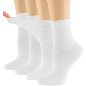 Women's Viscose Bamboo Diabetic QuarterNon-Binding Socks- L-M - 4 Pack - Black, Brown, White, Multicolors | 7BIGSTARS KINGDOM - 1 of 4