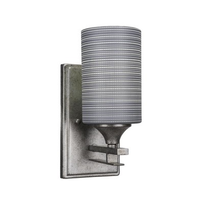 Toltec Lighting Uptowne 1 - Light Sconce in  Aged Silver with 4" Gray Matrix Shade