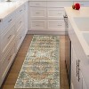 9x12 Area Rug Washable, Low-Pile Rug with Non-Slip Rubber Backing, Boho Vintage Style, Ideal for Bedroom Living Room Home Office Playroom, Blue - 3 of 4