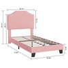 Twin Bed Frames, Corduroy Upholstered Twin Size Bed Frame Platform with Adjustable Headboard, Cute Velvet Twin Bed, Strong Wooden Slats - 2 of 4