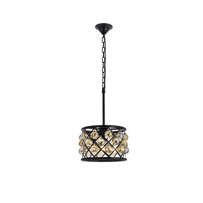 Elegant Lighting Madison Collection Pendant D:12in H:9in Lt:3 Matte Black Finish (Royal Cut Crystals)