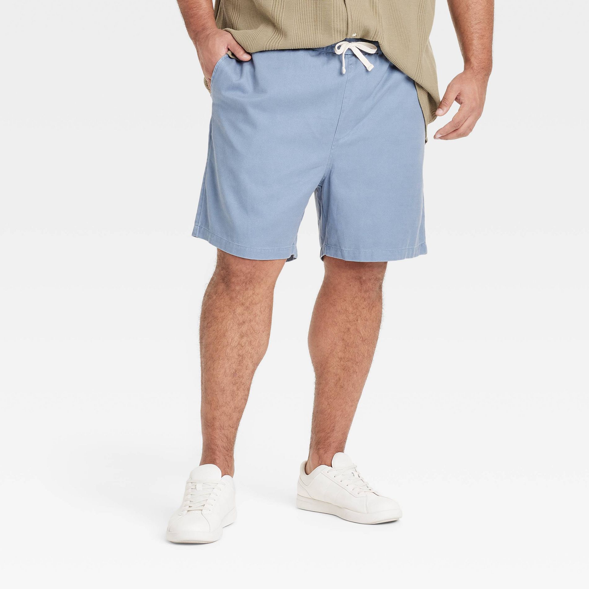 Men's Big & Tall Vintage 7" Elevated Pull-On Shorts - Goodfellow & Co™ Blue 5XL: Lyocell-Cotton Blend, Midweight Twill