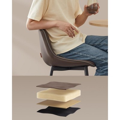 Set of 2 Brown Faux Leather and Metal Swivel Bar Stools