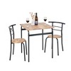 VECELO 3-Piece Dining Table & Chairs Set for 2, Metal and Wooden Square Kitchen Dining Set for Small Space, Brown/Gray - 4 of 4