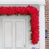 Puleo 6'x12" Pre-Lit Battery-Operated Artificial Red Poinsettia Garland - 3 of 4