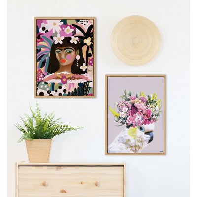 Natural Floral Bird Abstract Canvas Wall Art, 18x24