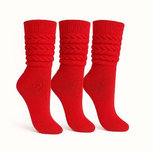 Women’s Slouch Socks Cotton Slouchy Knee-High Boot Socks 3 Pairs Scrunch Breathable Extra Long All-Season Comfort - 1 of 4