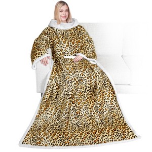 PAVILIA Wearable Blanket with Sleeves for Women Men Adults, Warm Soft Plush Snuggle Pocket Sleeved TV Throw - 1 of 4