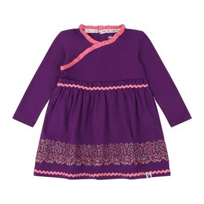 Mixed Up Clothing Girls Long Sleeve Ruffle Trim Dress