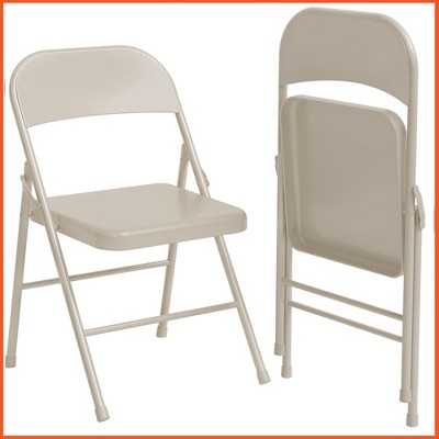 Folding Chairs Set of 2, Foldable Chairs with Metal Frame Hold Up to 350 Pounds, Portable Grey Folding Chairs